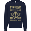 Fishing & Hunting Fisherman Hunter Funny Mens Sweatshirt Jumper Navy Blue
