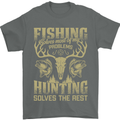 Fishing & Hunting Fisherman Hunter Funny Mens T-Shirt Cotton Gildan Charcoal