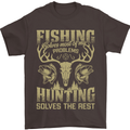 Fishing & Hunting Fisherman Hunter Funny Mens T-Shirt Cotton Gildan Dark Chocolate