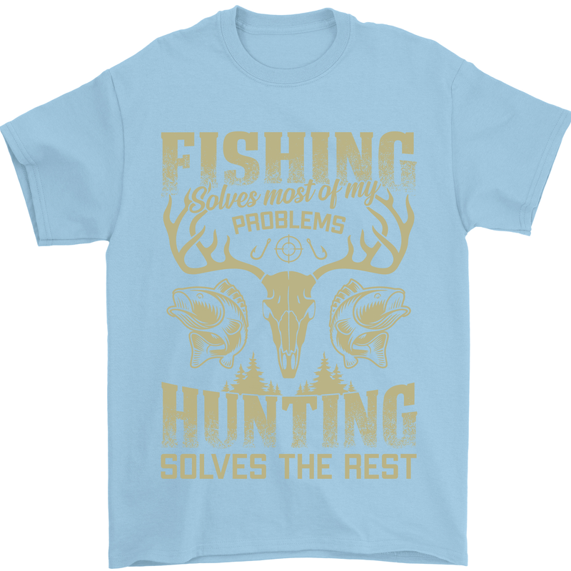 Fishing & Hunting Fisherman Hunter Funny Mens T-Shirt Cotton Gildan Light Blue