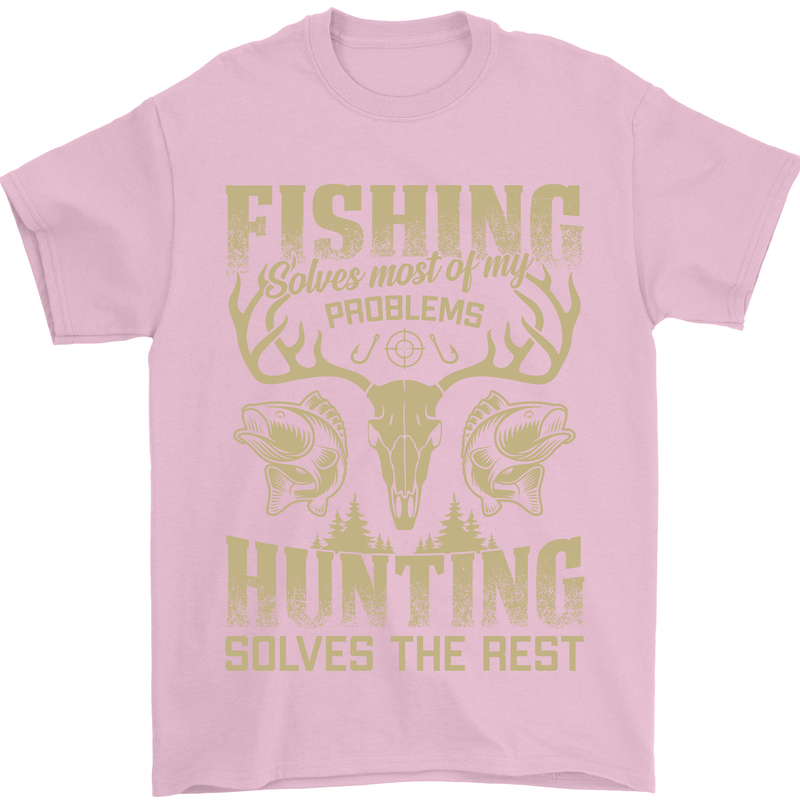 Fishing & Hunting Fisherman Hunter Funny Mens T-Shirt Cotton Gildan Light Pink