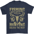 Fishing & Hunting Fisherman Hunter Funny Mens T-Shirt Cotton Gildan Navy Blue