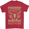 Fishing & Hunting Fisherman Hunter Funny Mens T-Shirt Cotton Gildan Red