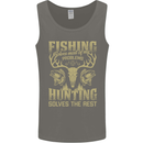 Fishing & Hunting Fisherman Hunter Funny Mens Vest Tank Top Charcoal