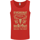 Fishing & Hunting Fisherman Hunter Funny Mens Vest Tank Top Red