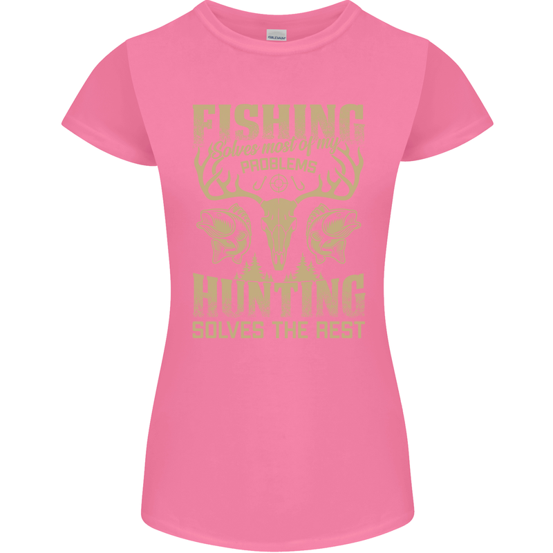Fishing & Hunting Fisherman Hunter Funny Womens Petite Cut T-Shirt Azalea