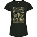 Fishing & Hunting Fisherman Hunter Funny Womens Petite Cut T-Shirt Black