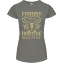 Fishing & Hunting Fisherman Hunter Funny Womens Petite Cut T-Shirt Charcoal