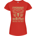 Fishing & Hunting Fisherman Hunter Funny Womens Petite Cut T-Shirt Red