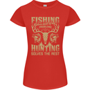 Fishing & Hunting Fisherman Hunter Funny Womens Petite Cut T-Shirt Red