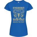 Fishing & Hunting Fisherman Hunter Funny Womens Petite Cut T-Shirt Royal Blue