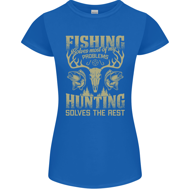 Fishing & Hunting Fisherman Hunter Funny Womens Petite Cut T-Shirt Royal Blue