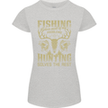 Fishing & Hunting Fisherman Hunter Funny Womens Petite Cut T-Shirt Sports Grey