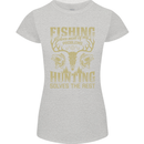 Fishing & Hunting Fisherman Hunter Funny Womens Petite Cut T-Shirt Sports Grey