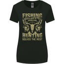 Fishing & Hunting Fisherman Hunter Funny Womens Wider Cut T-Shirt Black