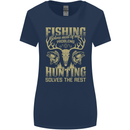 Fishing & Hunting Fisherman Hunter Funny Womens Wider Cut T-Shirt Navy Blue