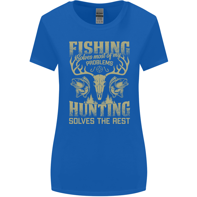 Fishing & Hunting Fisherman Hunter Funny Womens Wider Cut T-Shirt Royal Blue