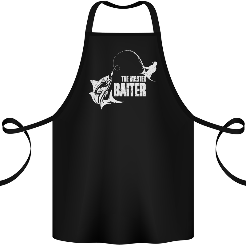 Fishing the Master Baiter Funny Fisherman Cotton Apron 100% Organic Black