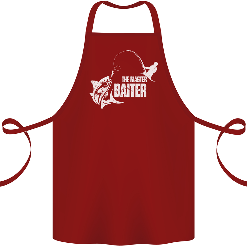 Fishing the Master Baiter Funny Fisherman Cotton Apron 100% Organic Maroon