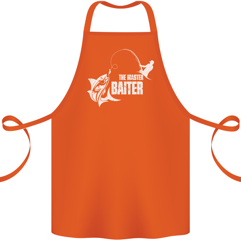 Fishing the Master Baiter Funny Fisherman Cotton Apron 100% Organic Orange