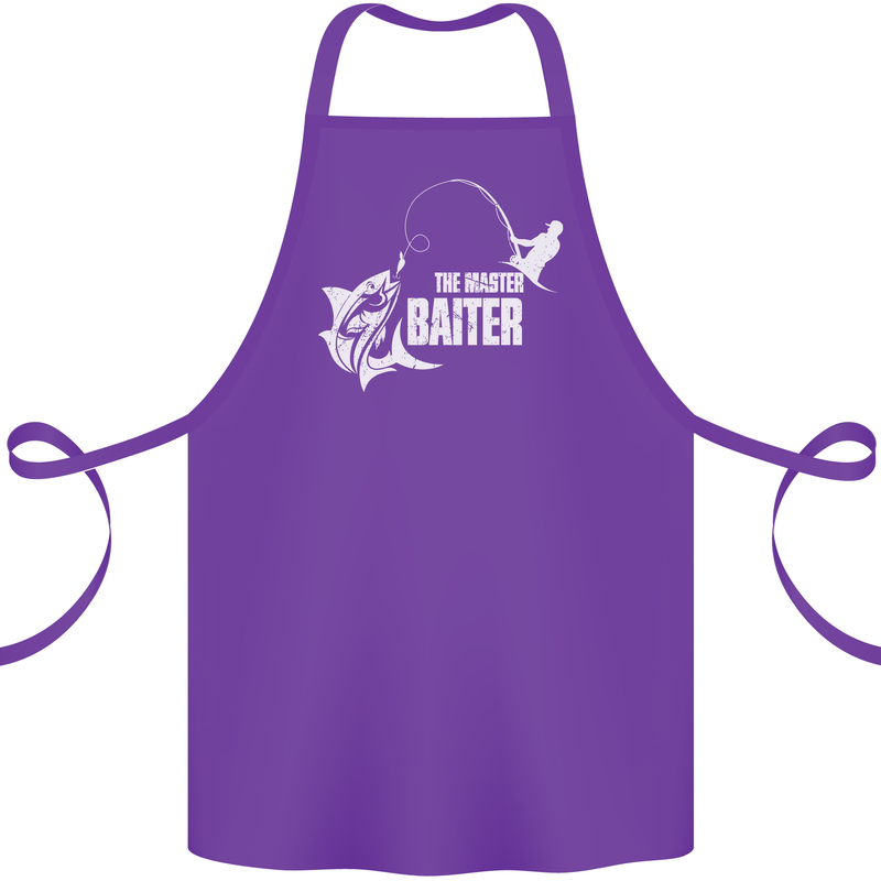 Fishing the Master Baiter Funny Fisherman Cotton Apron 100% Organic Purple