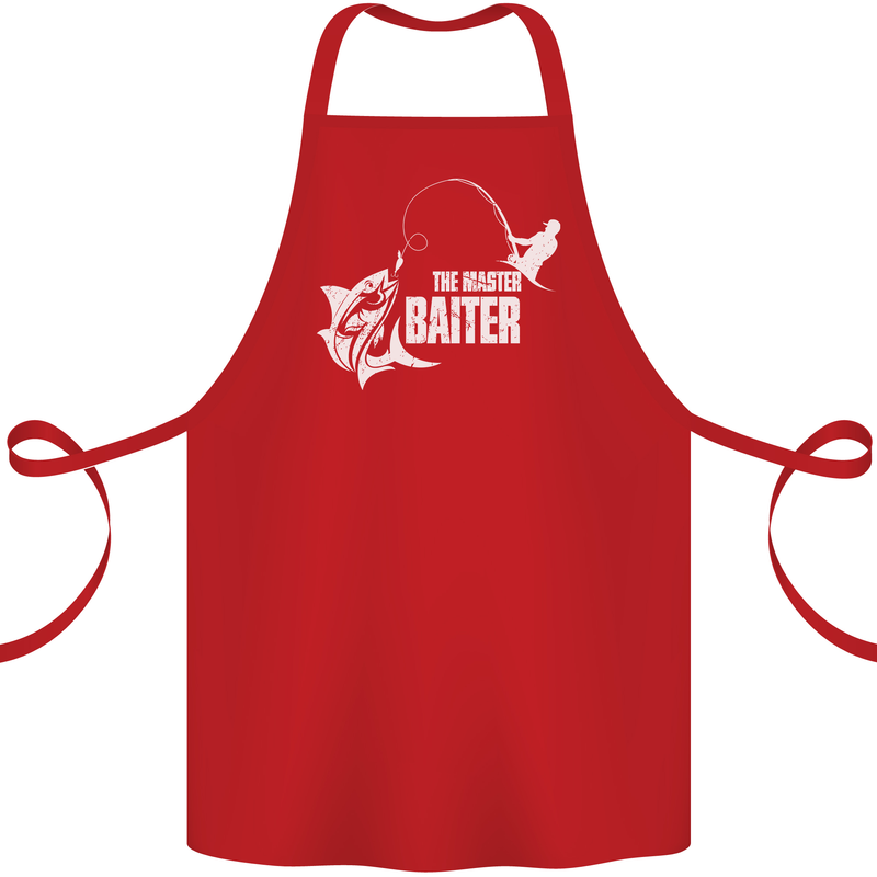 Fishing the Master Baiter Funny Fisherman Cotton Apron 100% Organic Red