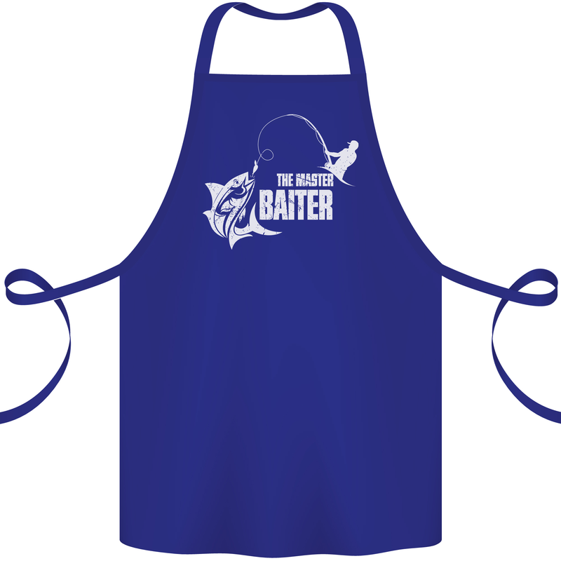 Fishing the Master Baiter Funny Fisherman Cotton Apron 100% Organic Royal Blue