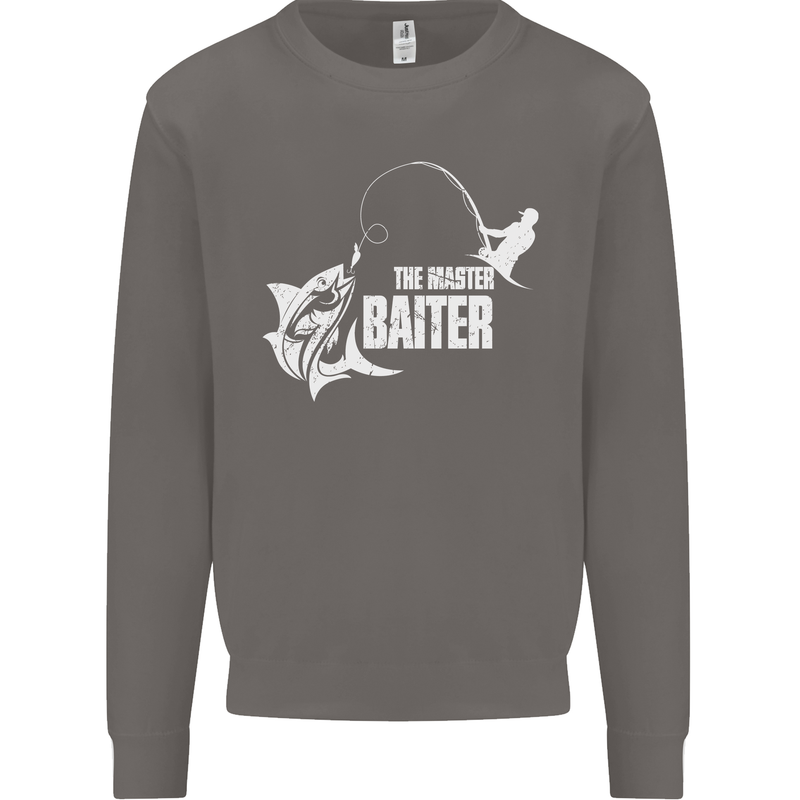 Fishing the Master Baiter Funny Fisherman Mens Sweatshirt Jumper Charcoal