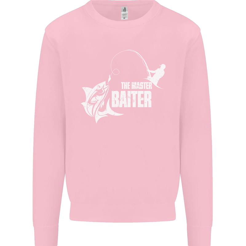 Fishing the Master Baiter Funny Fisherman Mens Sweatshirt Jumper Light Pink