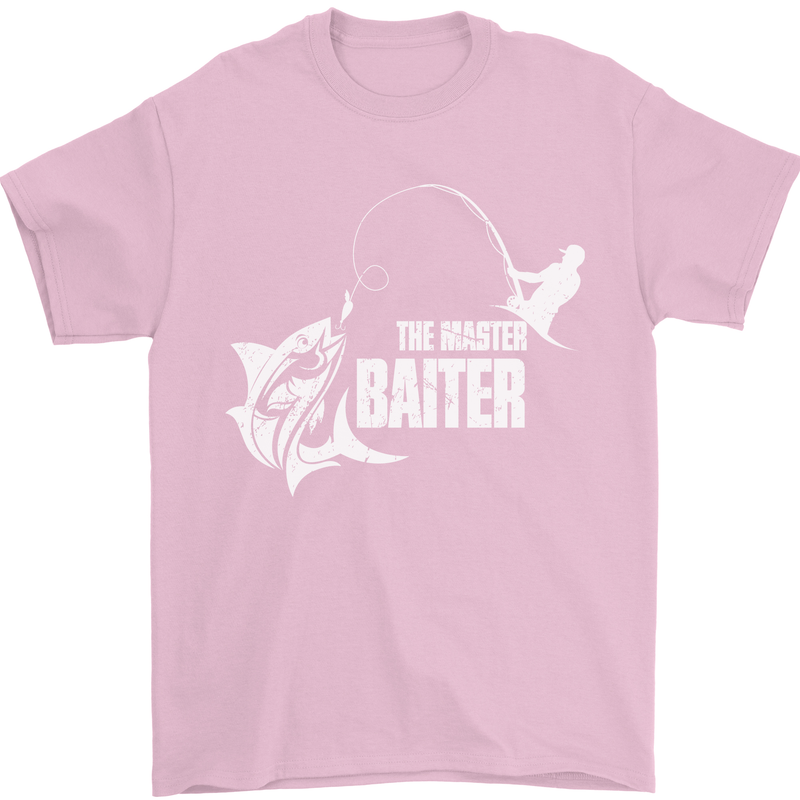 Fishing the Master Baiter Funny Fisherman Mens T-Shirt Cotton Gildan Light Pink