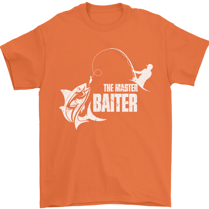 Fishing the Master Baiter Funny Fisherman Mens T-Shirt Cotton Gildan Orange