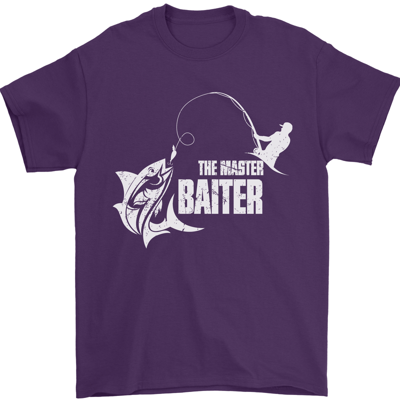 Fishing the Master Baiter Funny Fisherman Mens T-Shirt Cotton Gildan Purple