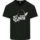 Fishing the Master Baiter Funny Fisherman Mens V-Neck Cotton T-Shirt Black