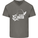 Fishing the Master Baiter Funny Fisherman Mens V-Neck Cotton T-Shirt Charcoal
