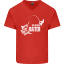 Fishing the Master Baiter Funny Fisherman Mens V-Neck Cotton T-Shirt Red