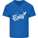 Fishing the Master Baiter Funny Fisherman Mens V-Neck Cotton T-Shirt Royal Blue