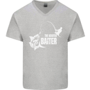 Fishing the Master Baiter Funny Fisherman Mens V-Neck Cotton T-Shirt Sports Grey