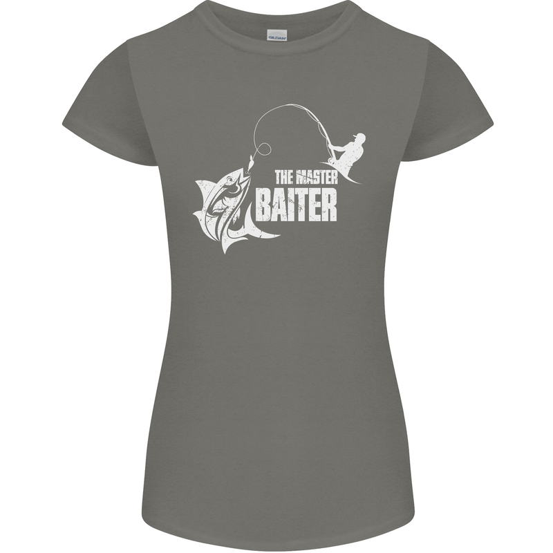 Fishing the Master Baiter Funny Fisherman Womens Petite Cut T-Shirt Charcoal