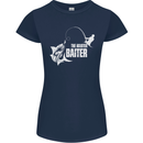 Fishing the Master Baiter Funny Fisherman Womens Petite Cut T-Shirt Navy Blue