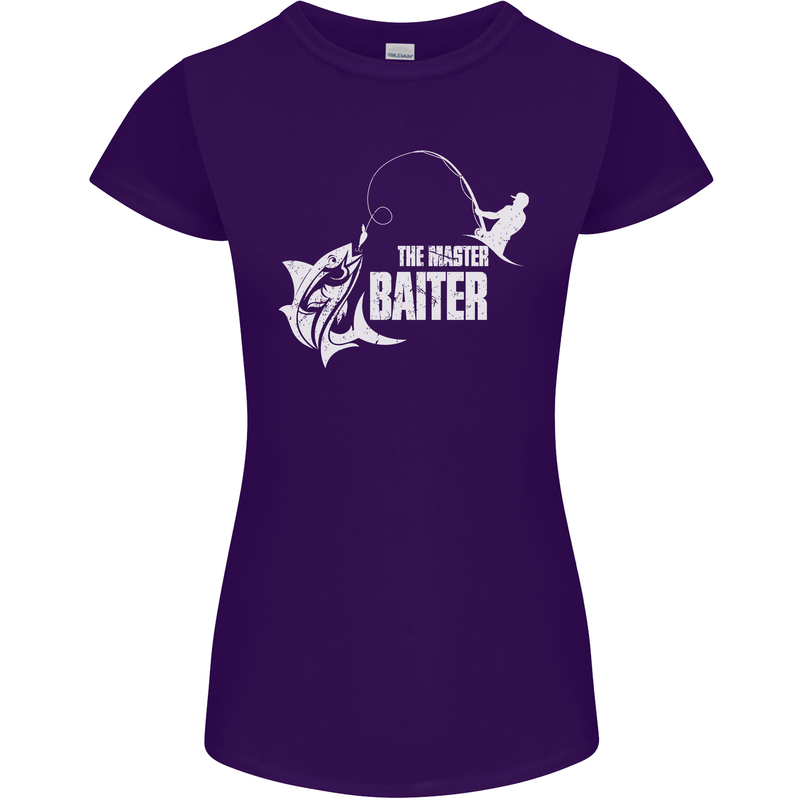 Fishing the Master Baiter Funny Fisherman Womens Petite Cut T-Shirt Purple
