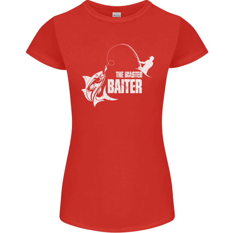 Fishing the Master Baiter Funny Fisherman Womens Petite Cut T-Shirt Red