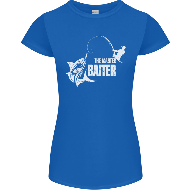 Fishing the Master Baiter Funny Fisherman Womens Petite Cut T-Shirt Royal Blue