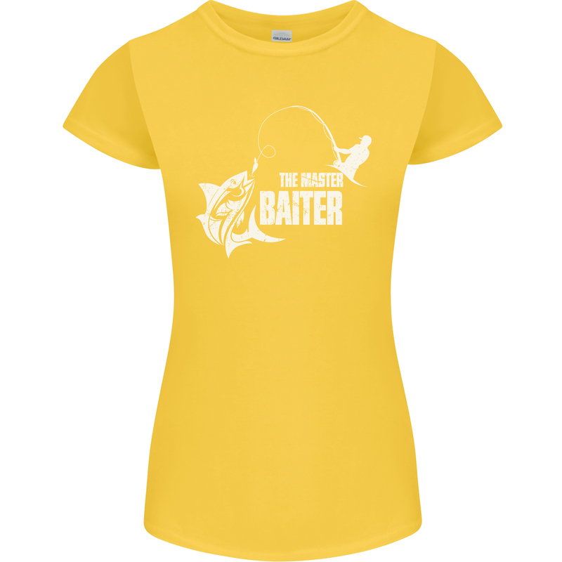 Fishing the Master Baiter Funny Fisherman Womens Petite Cut T-Shirt Yellow