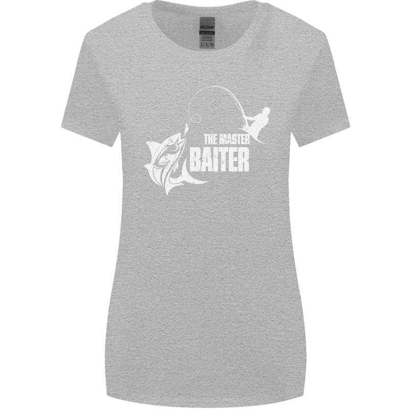 Fishing the Master Baiter Funny Fisherman Womens Wider Cut T-Shirt Sports Grey