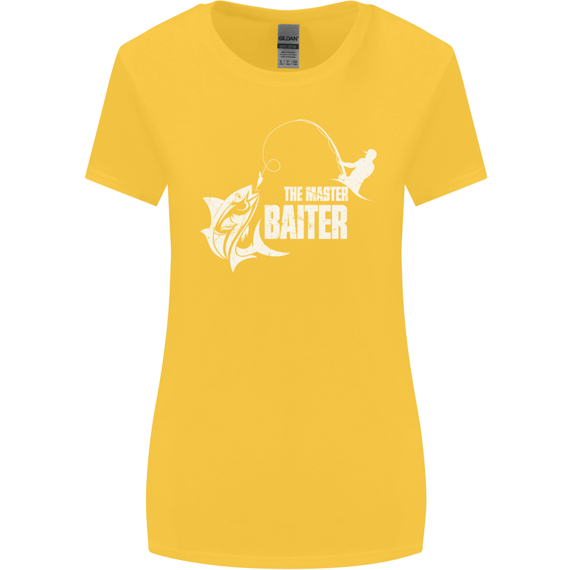 Fishing the Master Baiter Funny Fisherman Womens Wider Cut T-Shirt Yellow