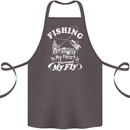 Fishing the Way to My Heart Funny Fisherman Cotton Apron 100% Organic Dark Grey