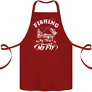 Fishing the Way to My Heart Funny Fisherman Cotton Apron 100% Organic Maroon
