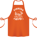 Fishing the Way to My Heart Funny Fisherman Cotton Apron 100% Organic Orange