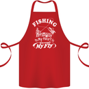 Fishing the Way to My Heart Funny Fisherman Cotton Apron 100% Organic Red