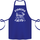 Fishing the Way to My Heart Funny Fisherman Cotton Apron 100% Organic Royal Blue